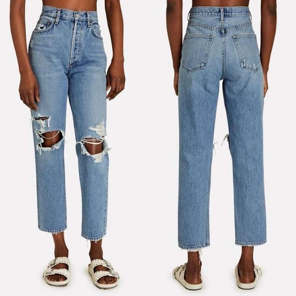 AGOLDE Fen Cropped Straight-Leg Jeans in Wander Wash
